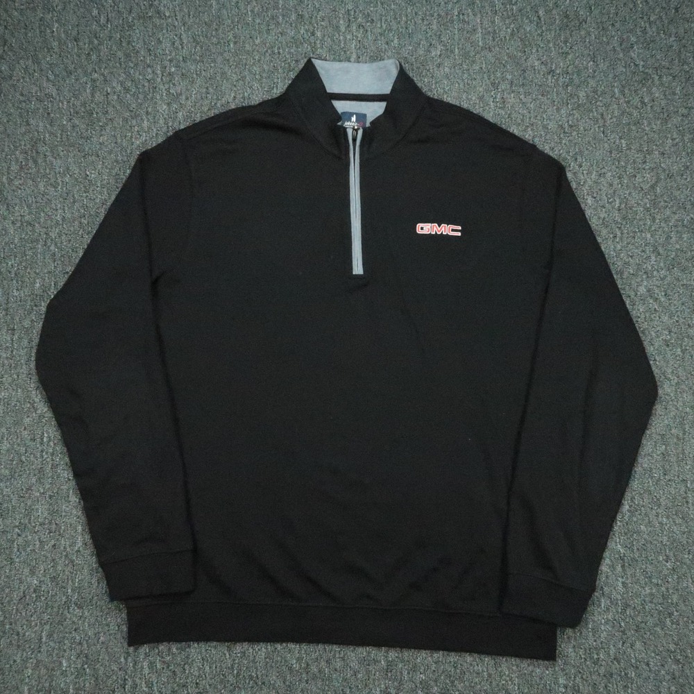 johnnie O Sweater Mens XL Black Sully Quarter Zip Pullover GMC Athletic